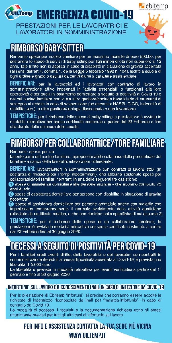 Emergenza Covid -19 Prestazioni per le lavoratrici e lavoratori in somministrazione