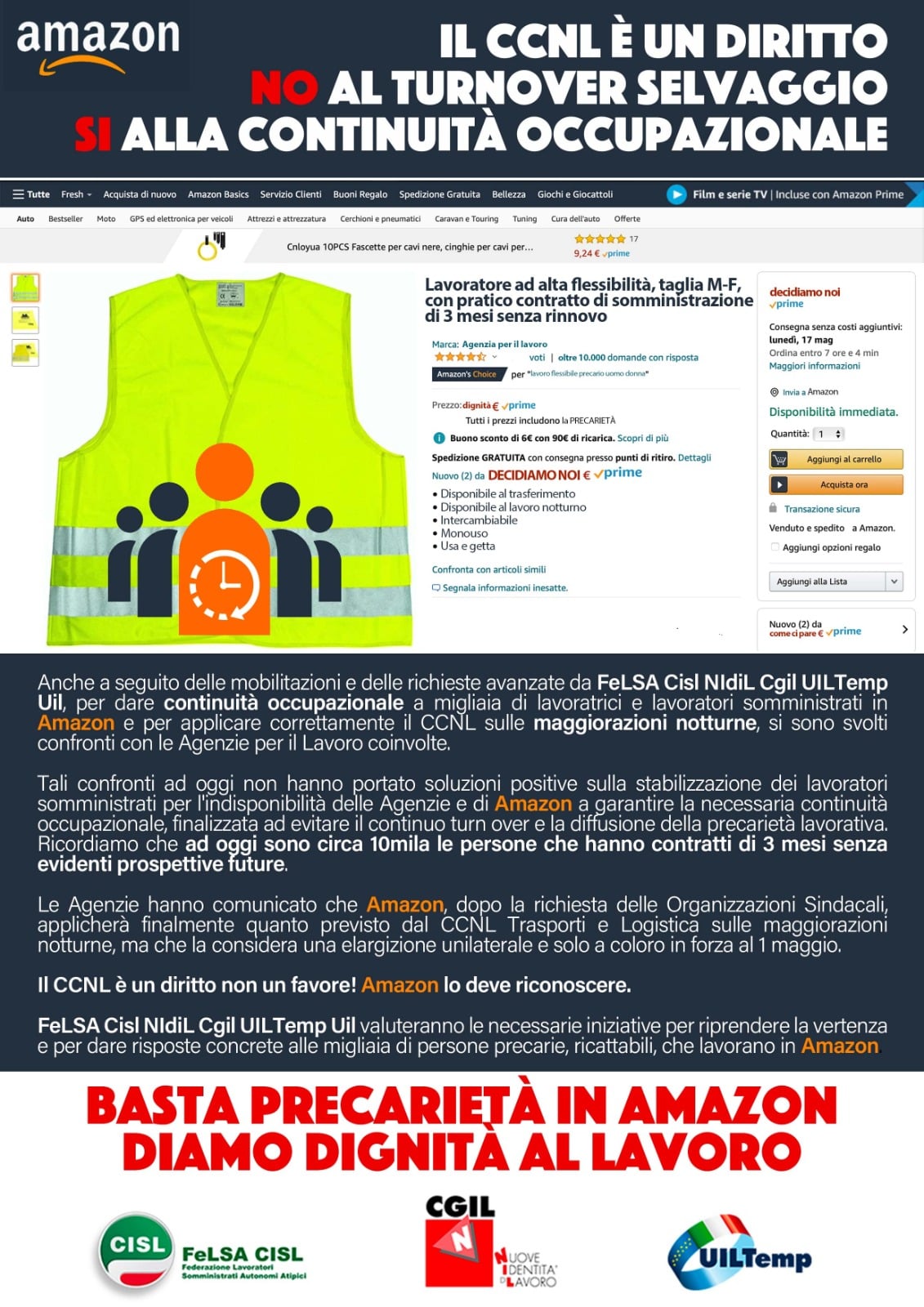 Amazon: il CCNL è un diritto