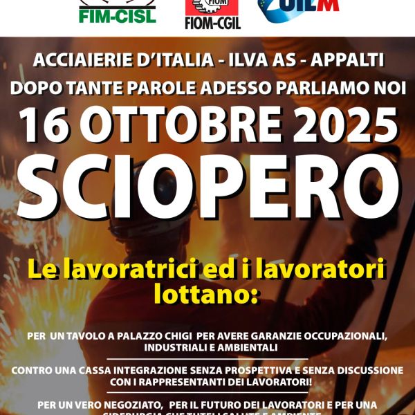 Adesione sciopero 16 ottobre Ex ILVA