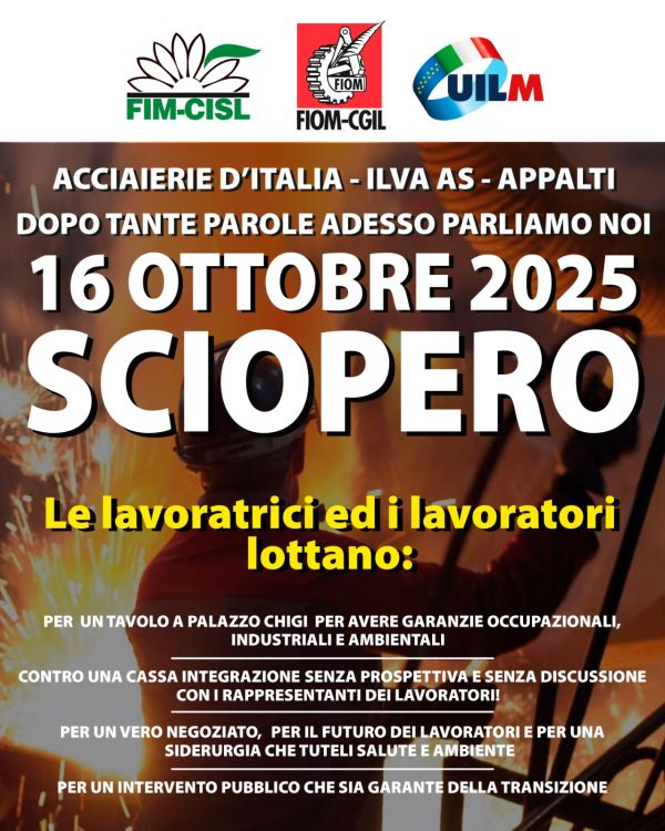 Adesione sciopero 16 ottobre Ex ILVA